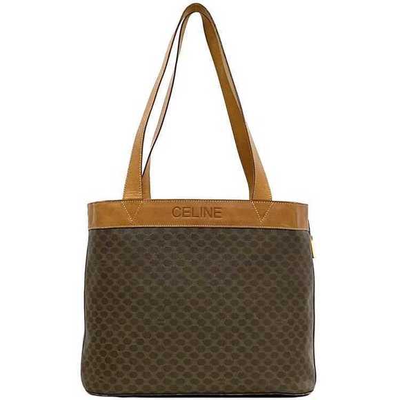 Celine Leather Shoulder Business Brown Tote Macadam Bag Bag - Picture 1 of 9